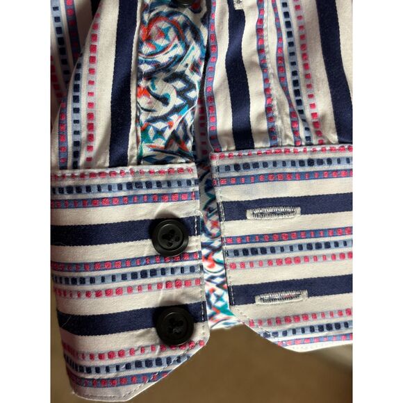 Robert Graham Men's Size 2XL Blue Stripe Flip Collar & Cuff Button Shirt XXL - Picture 6 of 10